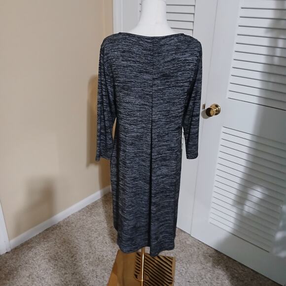 Nina Leonard Large Long-sleeved pockets heather grey A line dress high quality - Picture 7 of 13